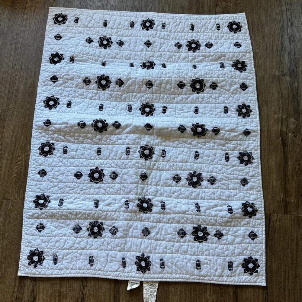 Nate Berkus for baby target black and white embroidered quilt
